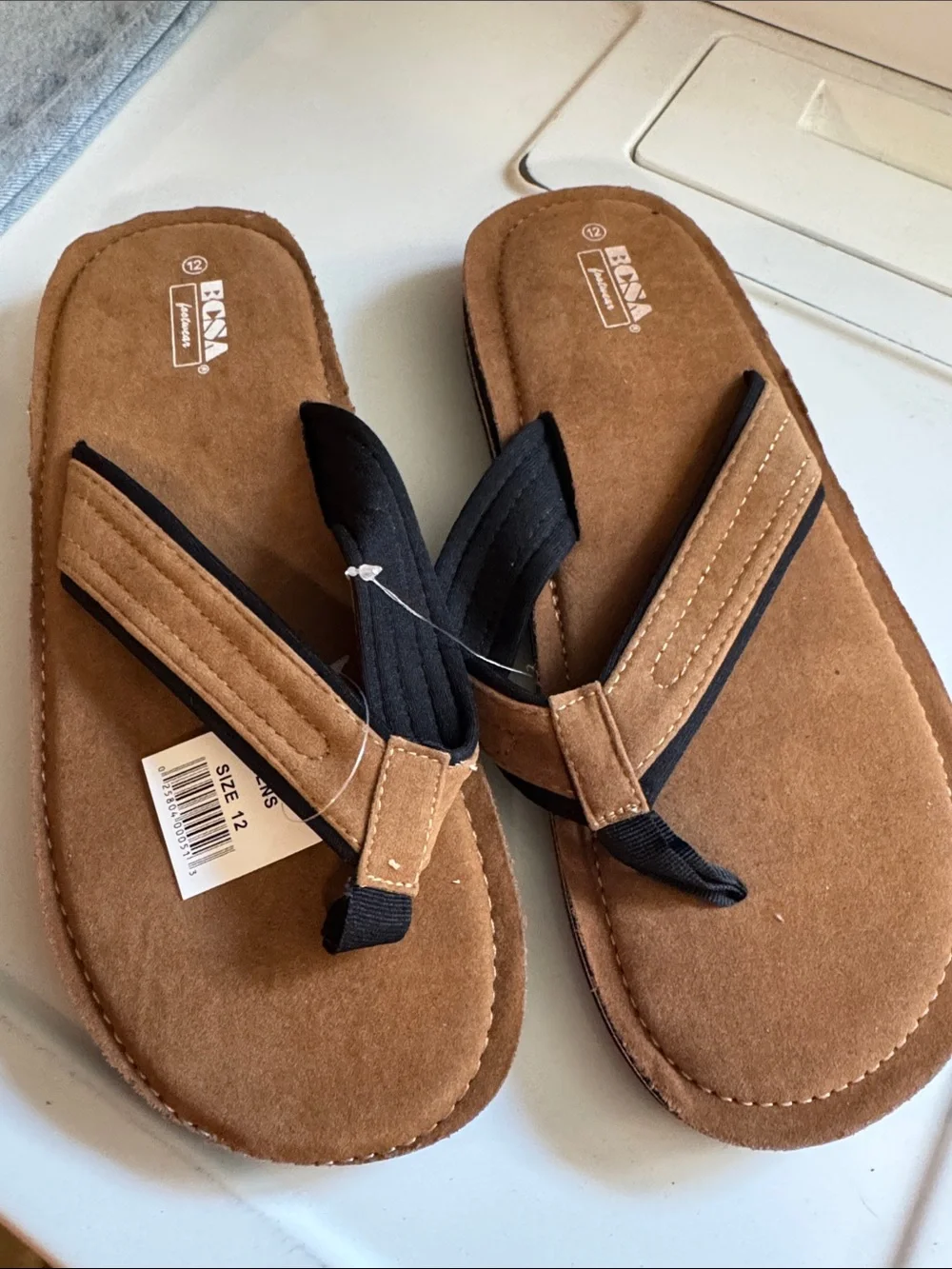 Men's Brown & Black Suede-Style Flip Flop Sandals - Casual Comfort
